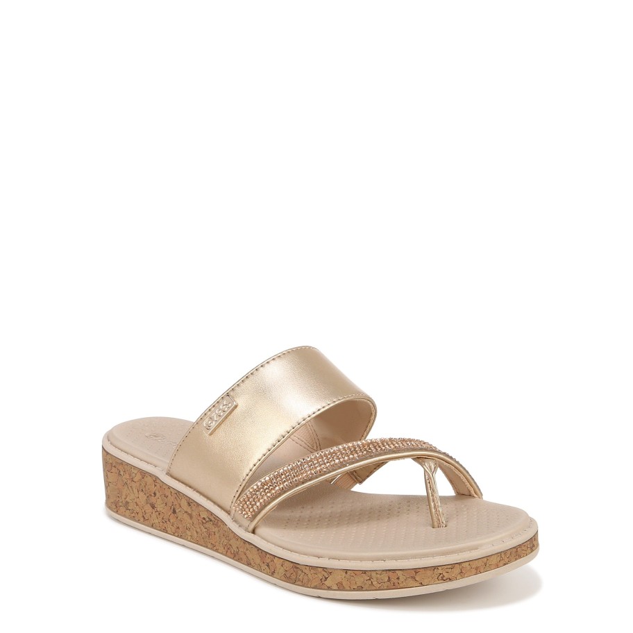 Sandals Bzees | Bora Bright Wedge Sandal Gold Faux Leather