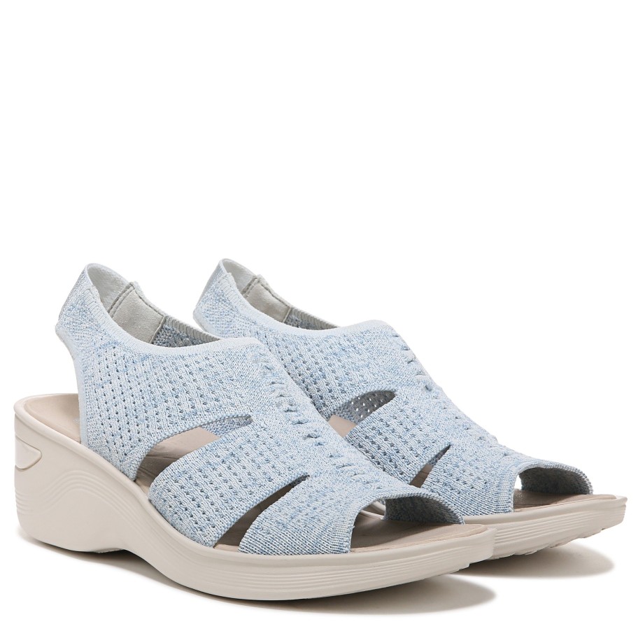 Sandals Bzees | Double Up Slingback Wedge Sandal Sky Blue Knit