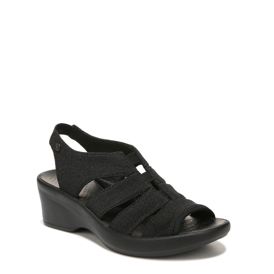 Sandals Bzees | Finale Peep Toe Sandal Black Shimmer Fabric