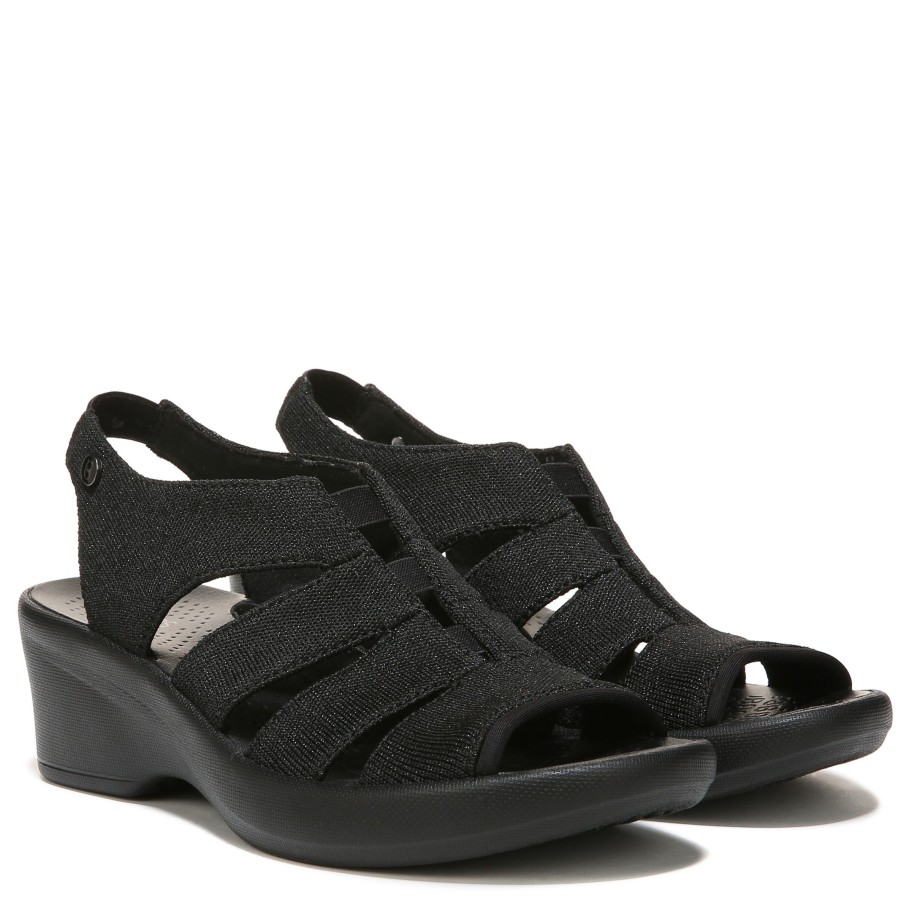 Sandals Bzees | Finale Peep Toe Sandal Black Shimmer Fabric