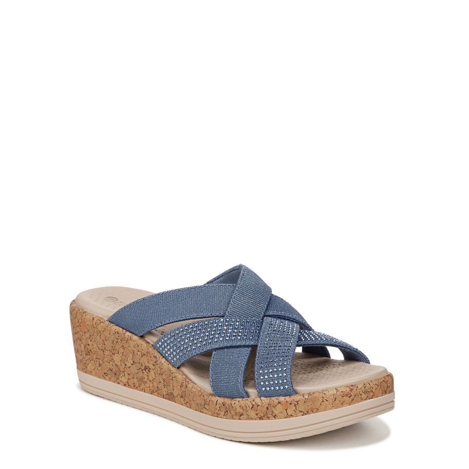 Sandals Bzees | Reign Wedge Sandal Blue Fabric