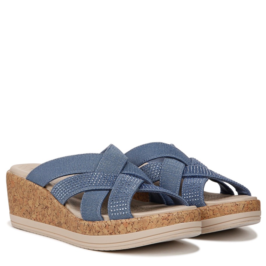 Sandals Bzees | Reign Wedge Sandal Blue Fabric