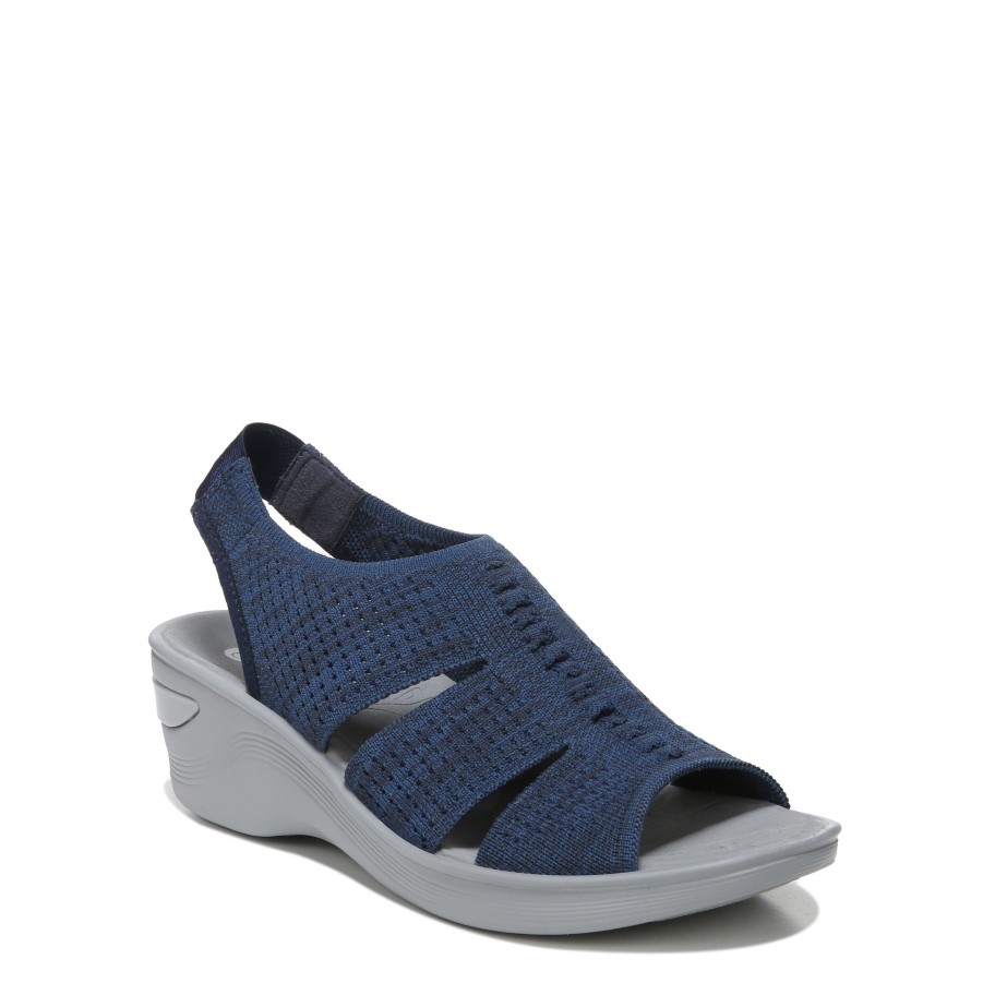 Sandals Bzees | Double Up Slingback Wedge Sandal Navy Knit