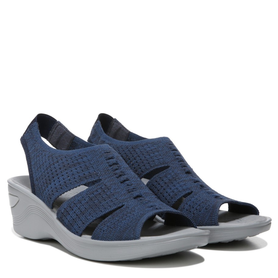 Sandals Bzees | Double Up Slingback Wedge Sandal Navy Knit