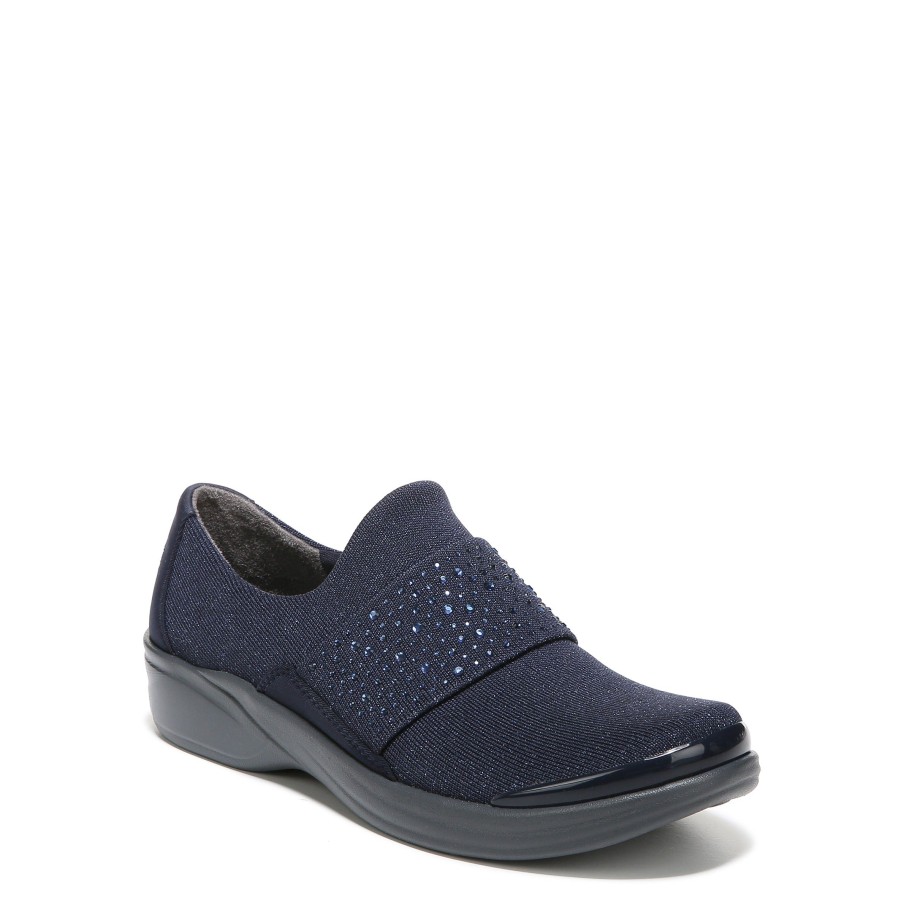 Slip Ons Bzees | Pizazz Slip On Navy Sparkle Knit Fabric