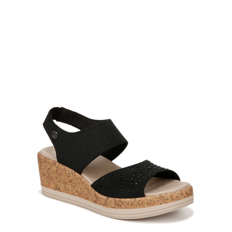 Sandals Bzees | Reveal Bright Wedge Sandal Black Fabric