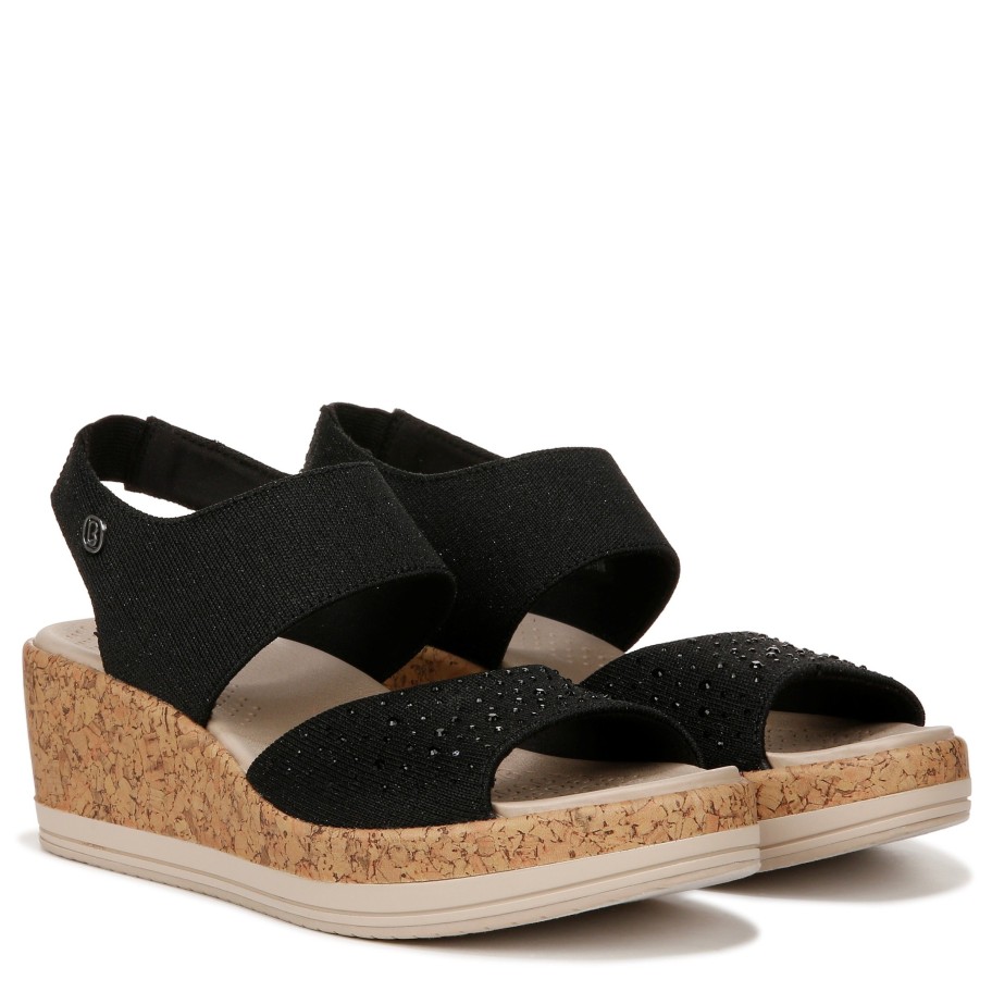 Sandals Bzees | Reveal Bright Wedge Sandal Black Fabric