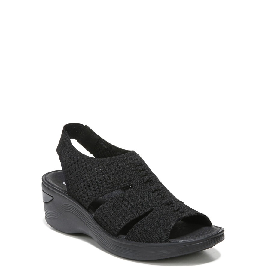 Sandals Bzees | Double Up Slingback Wedge Sandal Black Knit