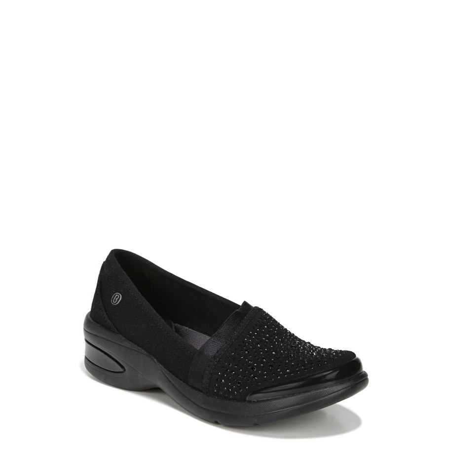 Slip Ons Bzees | Red-Hot Slip On Black Rhinestone Fabric