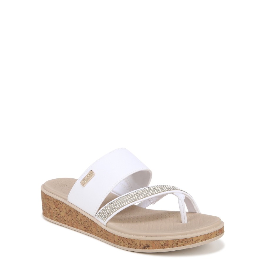 Sandals Bzees | Bora Bright Wedge Sandal White Faux Leather