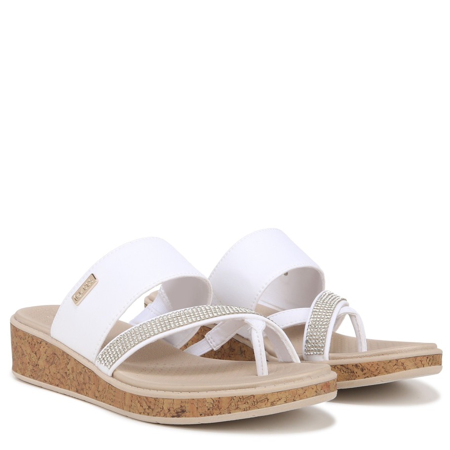 Sandals Bzees | Bora Bright Wedge Sandal White Faux Leather