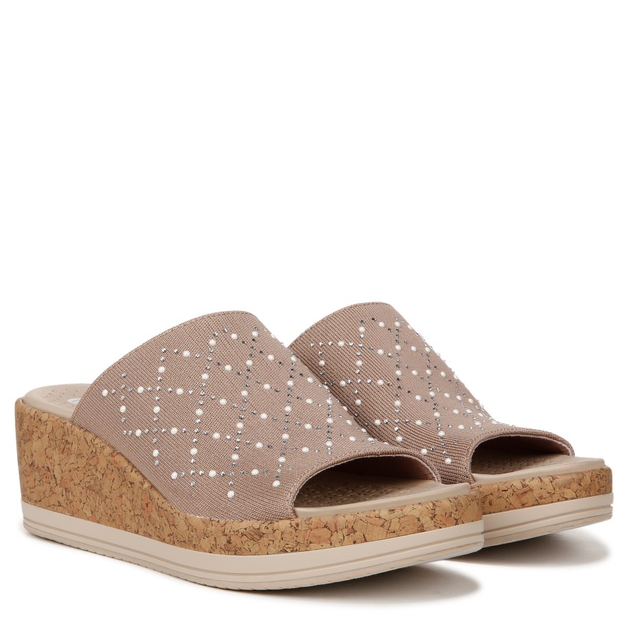 Sandals Bzees | Royal Wedge Sandal Brown Fabric