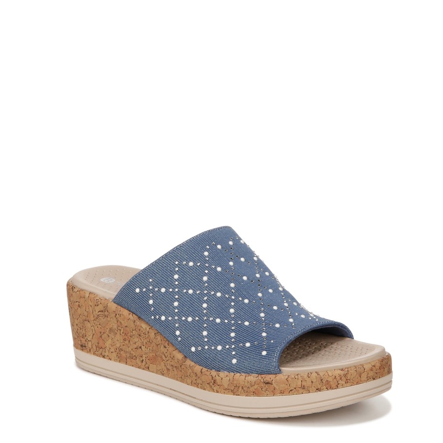 Sandals Bzees | Royal Wedge Sandal Blue Fabric