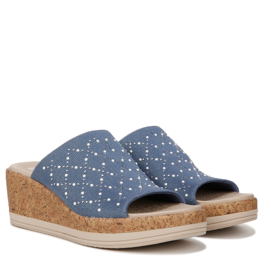 Sandals Bzees | Royal Wedge Sandal Blue Fabric