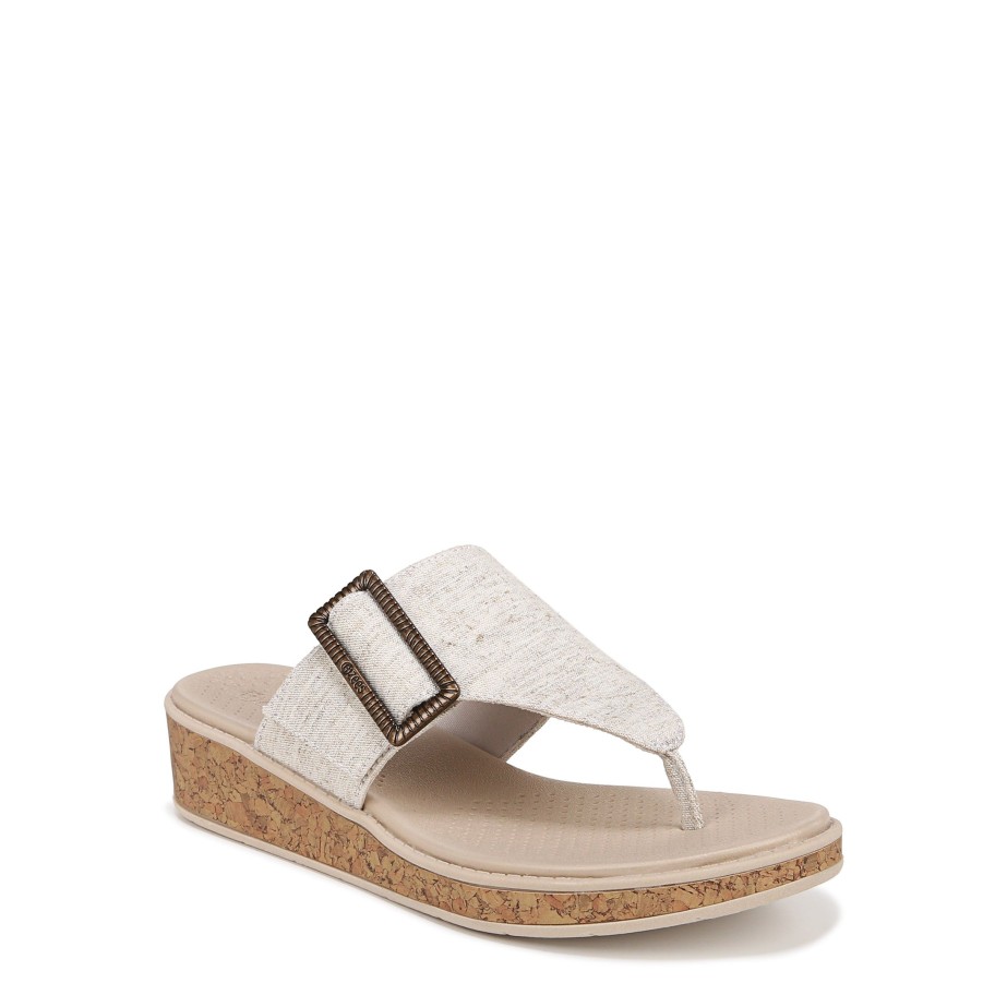 Sandals Bzees | Bay Wedge Sandal Natural Beige Fabric