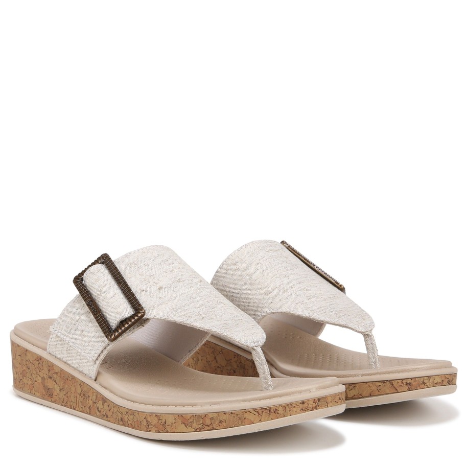 Sandals Bzees | Bay Wedge Sandal Natural Beige Fabric