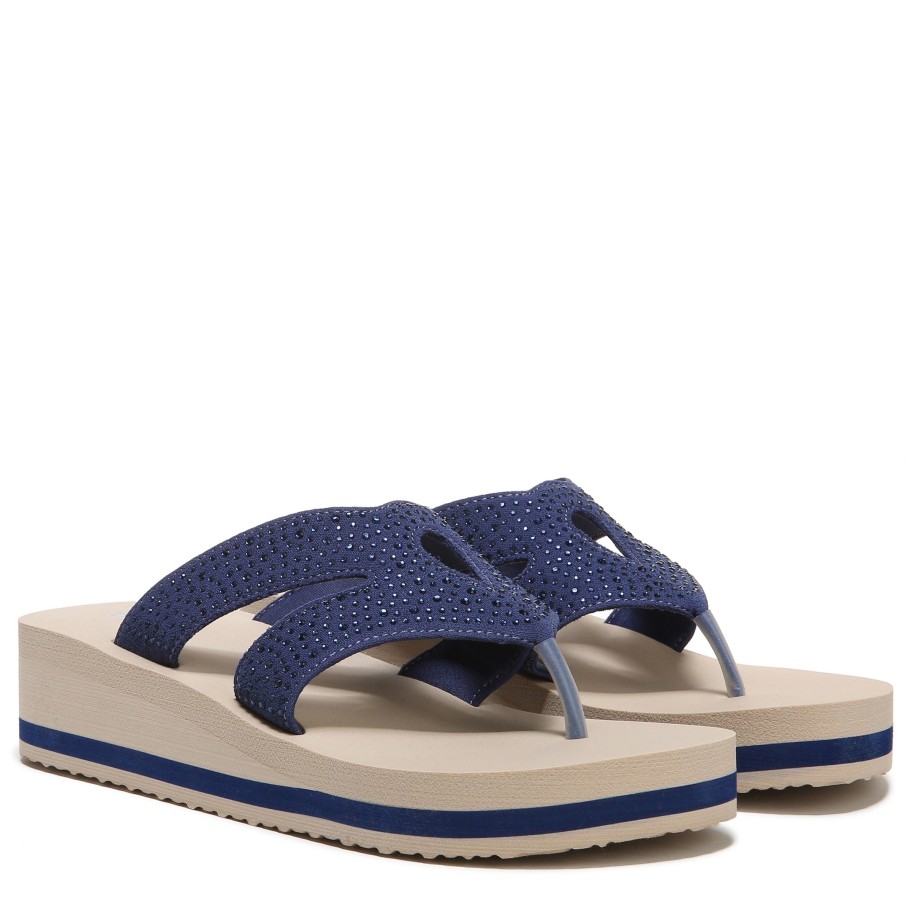 Sandals Bzees | Rio Wedge Sandal Blue Fabric