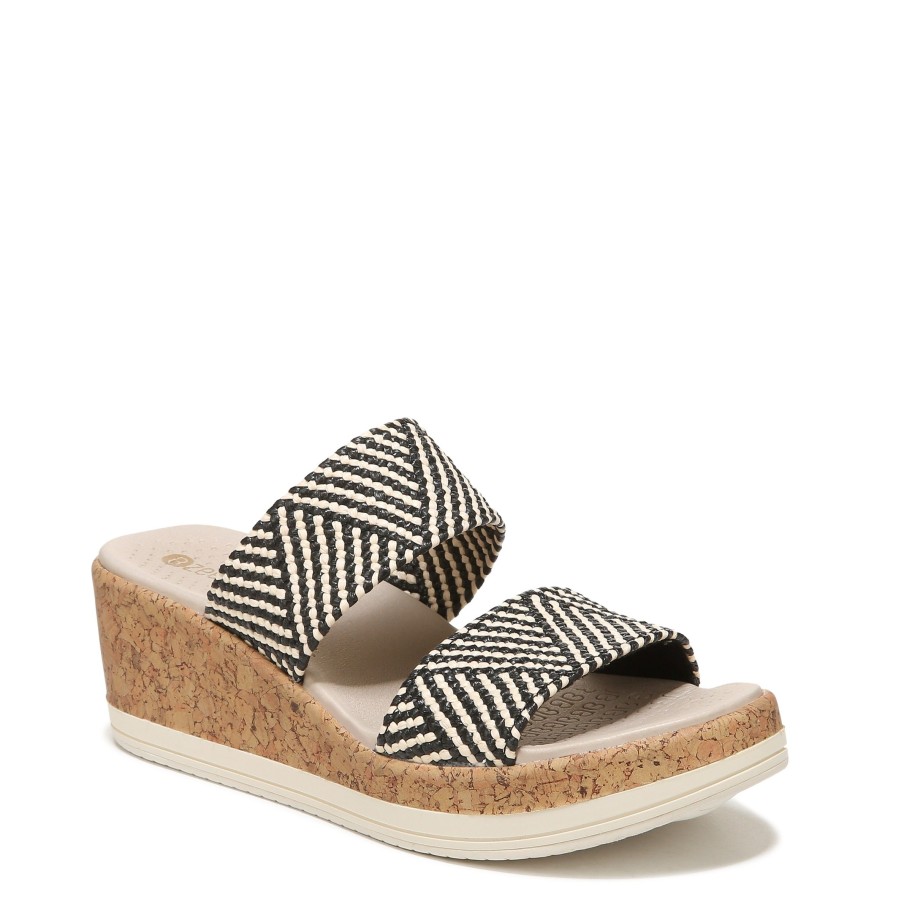 Sandals Bzees | Resort Wedge Sandal Black Multi Raffia Fabric