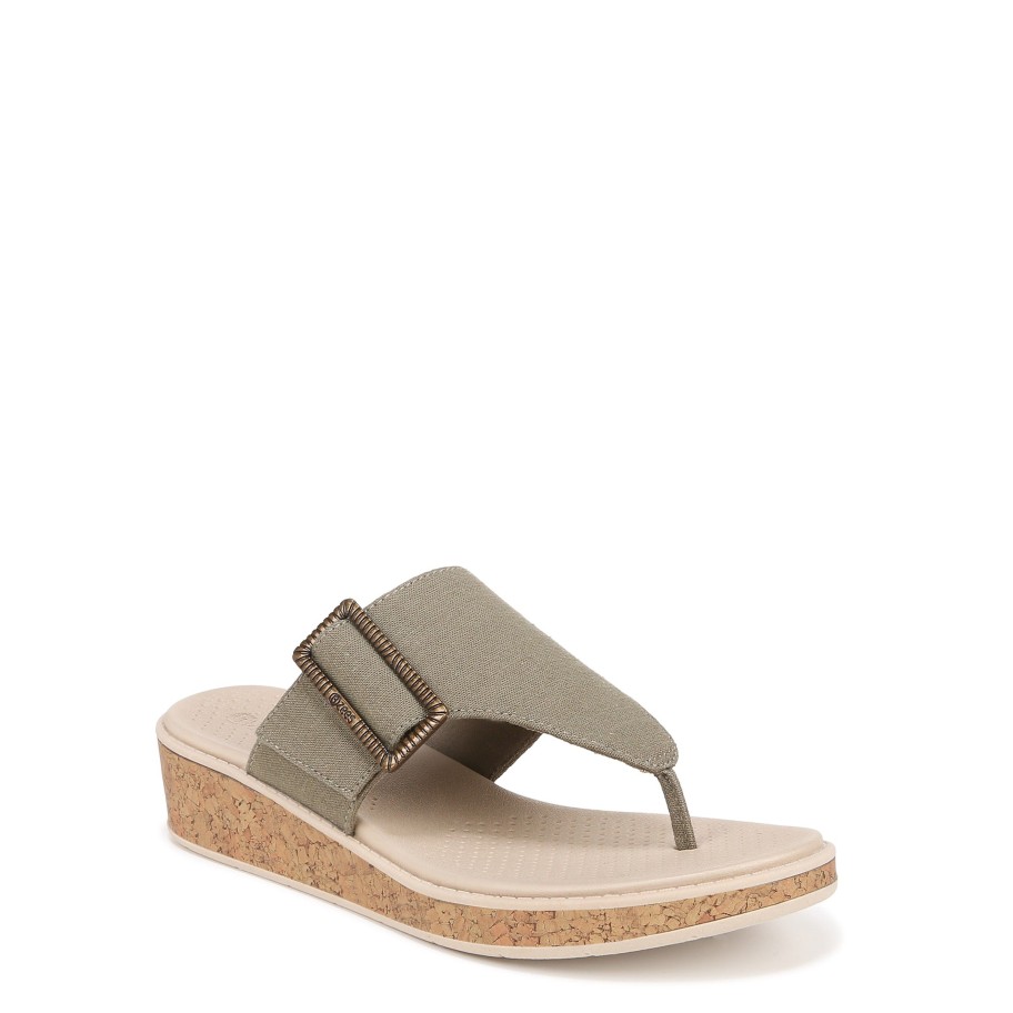 Sandals Bzees | Bay Wedge Sandal Olive Green Fabric