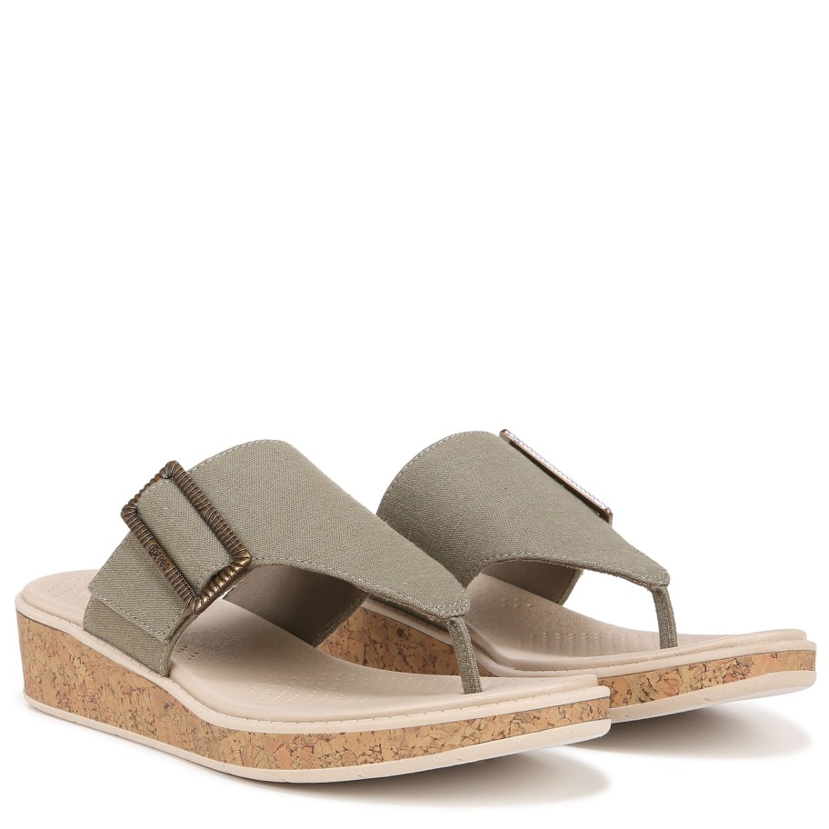 Sandals Bzees | Bay Wedge Sandal Olive Green Fabric