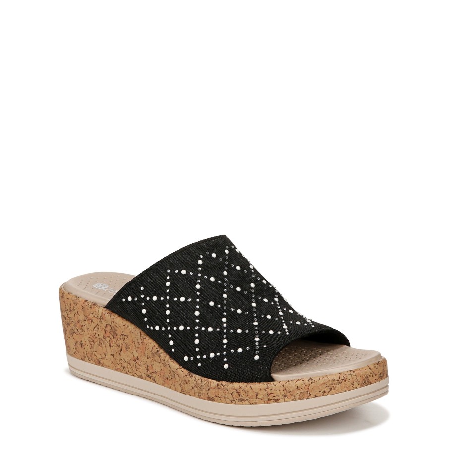 Sandals Bzees | Royal Wedge Sandal Black Fabric