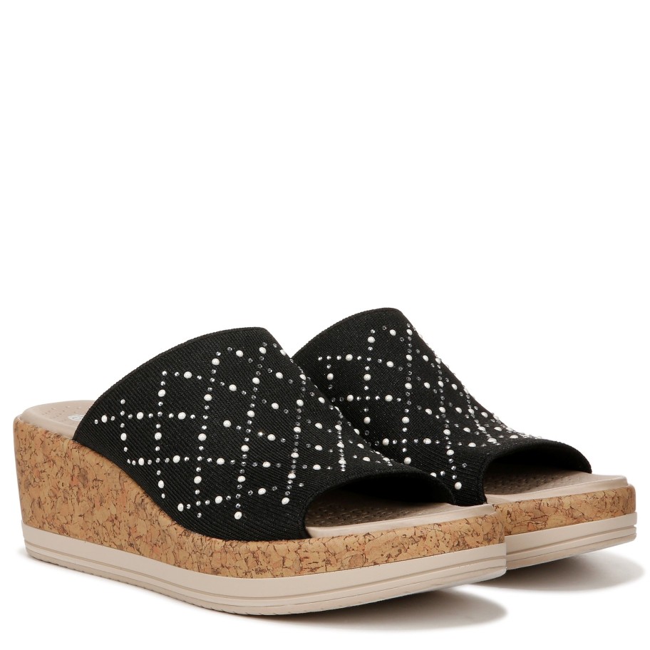 Sandals Bzees | Royal Wedge Sandal Black Fabric