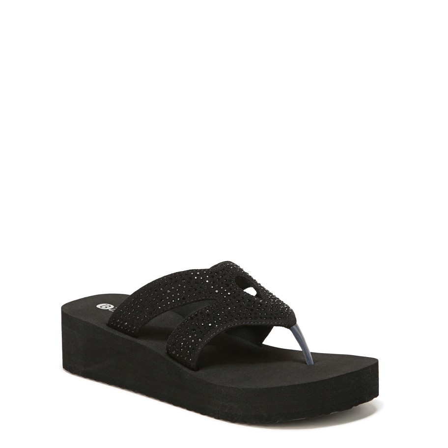 Sandals Bzees | Rio Wedge Sandal Black Fabric