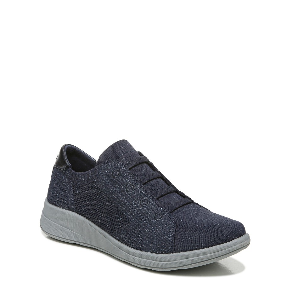 Slip Ons Bzees | Golden Knit Slip On Sneaker Metallic Navy Blazer