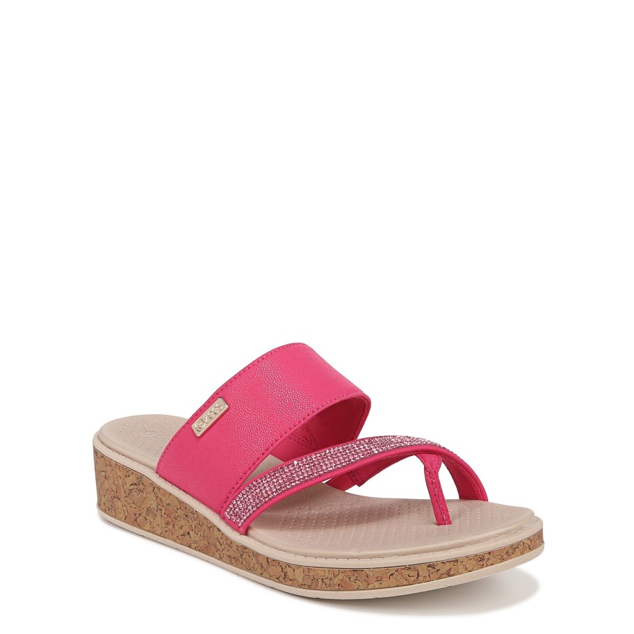 Sandals Bzees | Bora Bright Wedge Sandal Magenta Pink Faux Leather