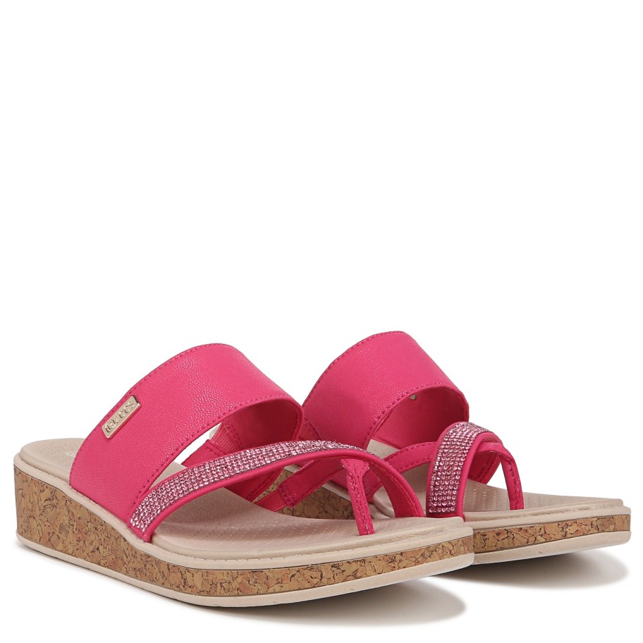 Sandals Bzees | Bora Bright Wedge Sandal Magenta Pink Faux Leather