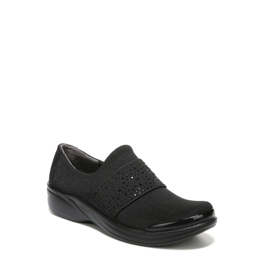 Slip Ons Bzees | Pizazz Slip On Black Sparkle Knit Fabric